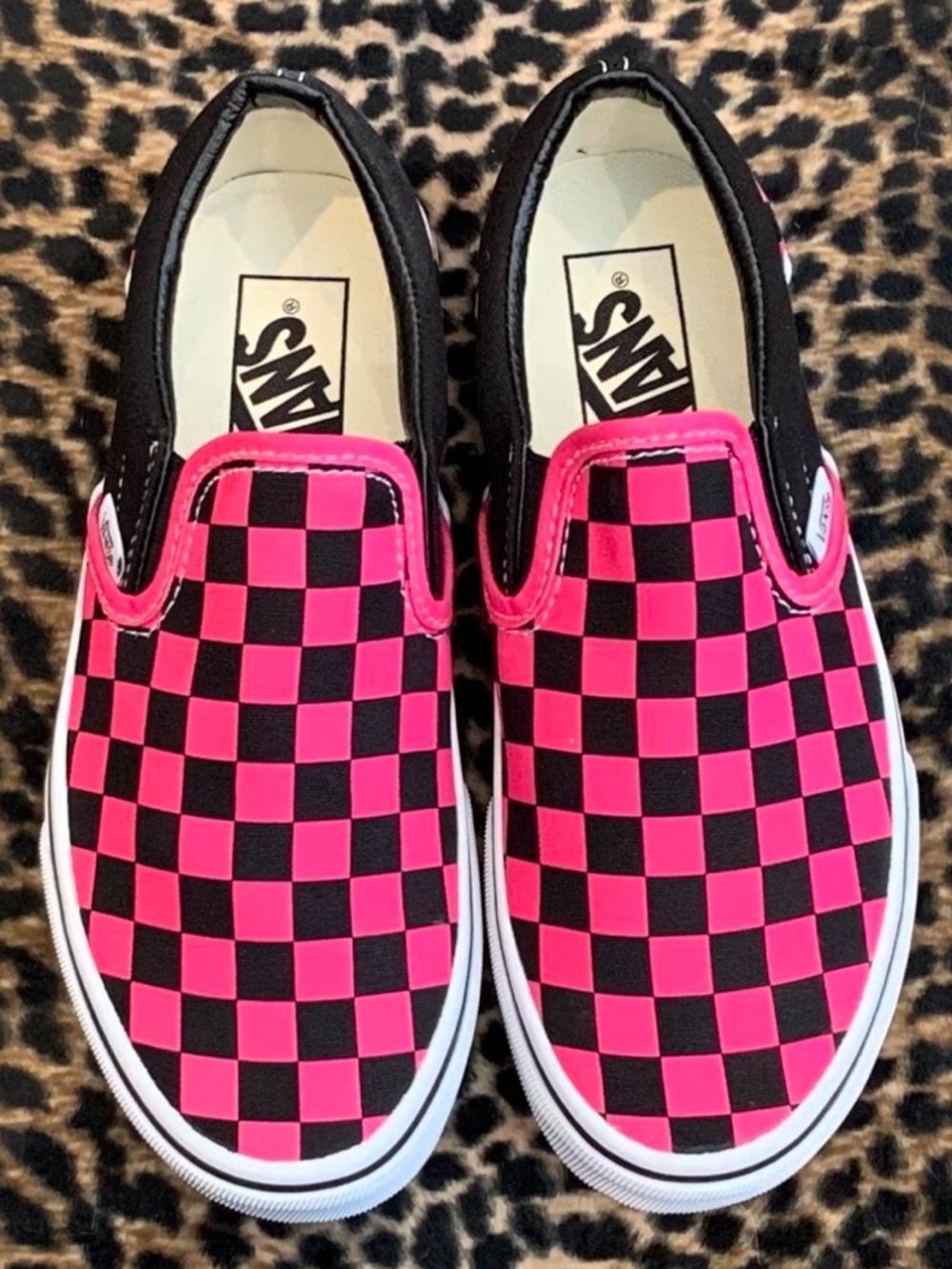 Vans Slip-On Checkerboard Sneakers - Hot Pink & Black